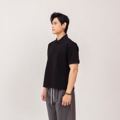 Áo Polo Form Boxy Logo Thêu Unisex - Đen