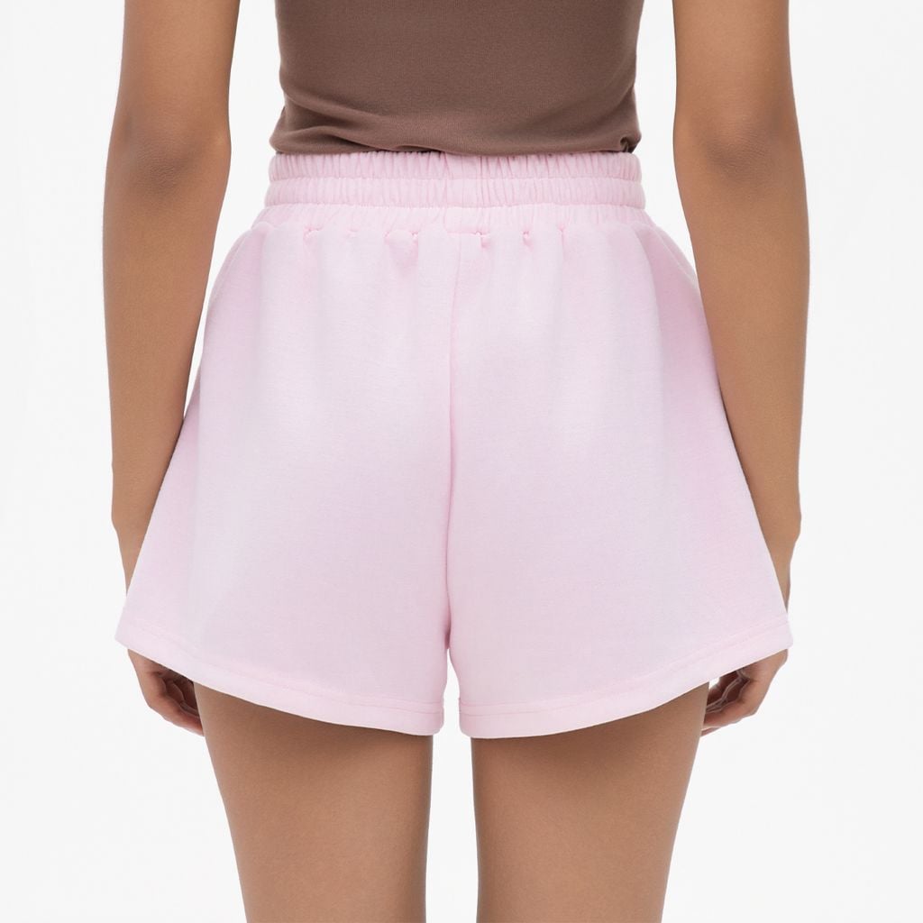 QUẦN SHORT NỈ THÊU LOGO - HỒNG
