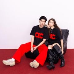 Áo AC Bông Xù Boxy Unisex - Đen Chữ Đỏ