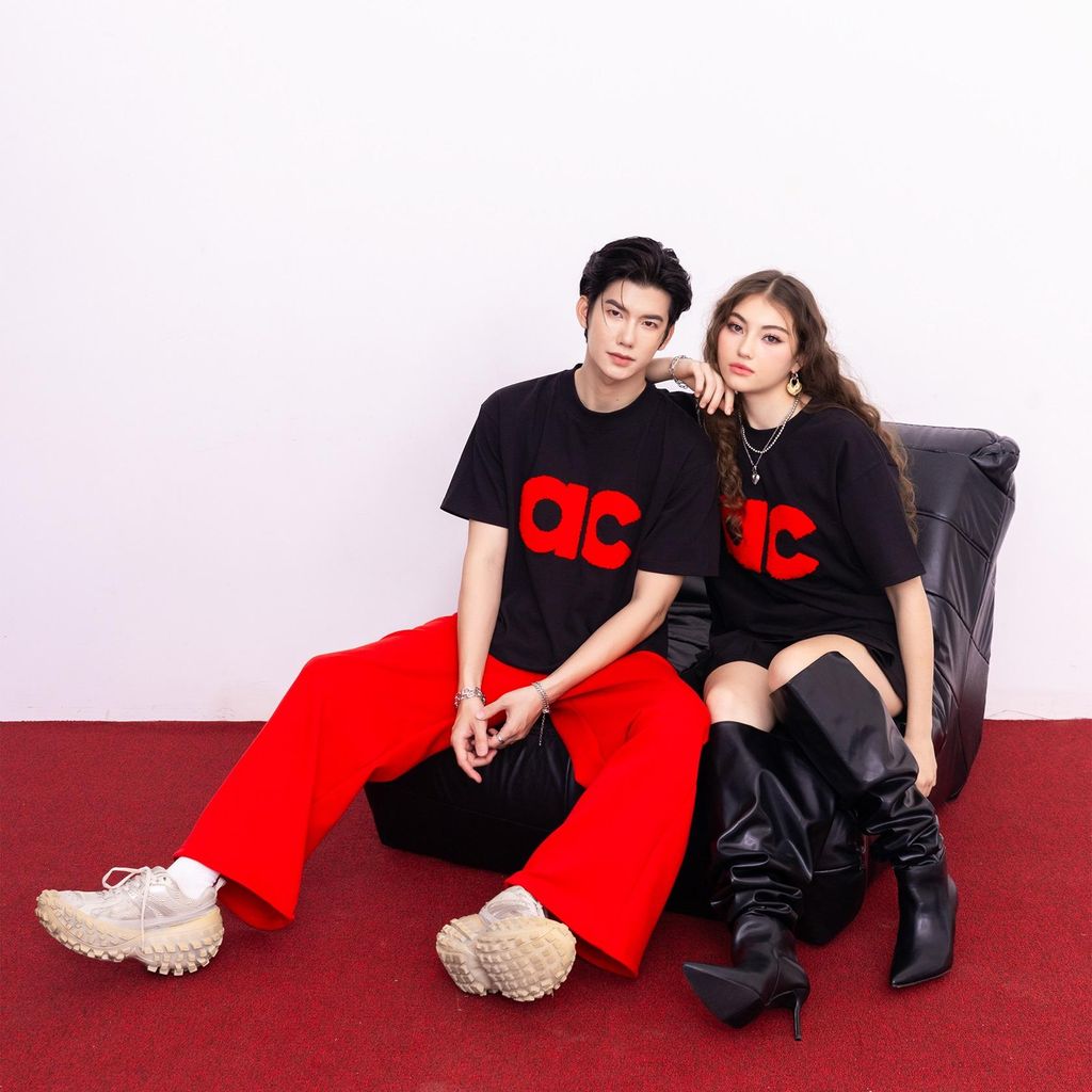 Áo AC Bông Xù Boxy Unisex - Đỏ Chữ Be