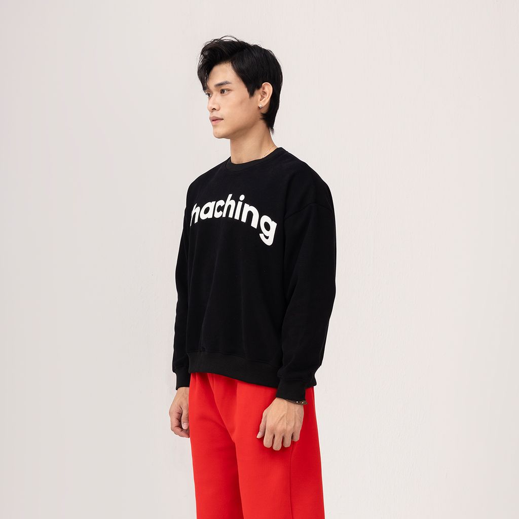 Áo Sweater Unisex Form Oversize - Đen