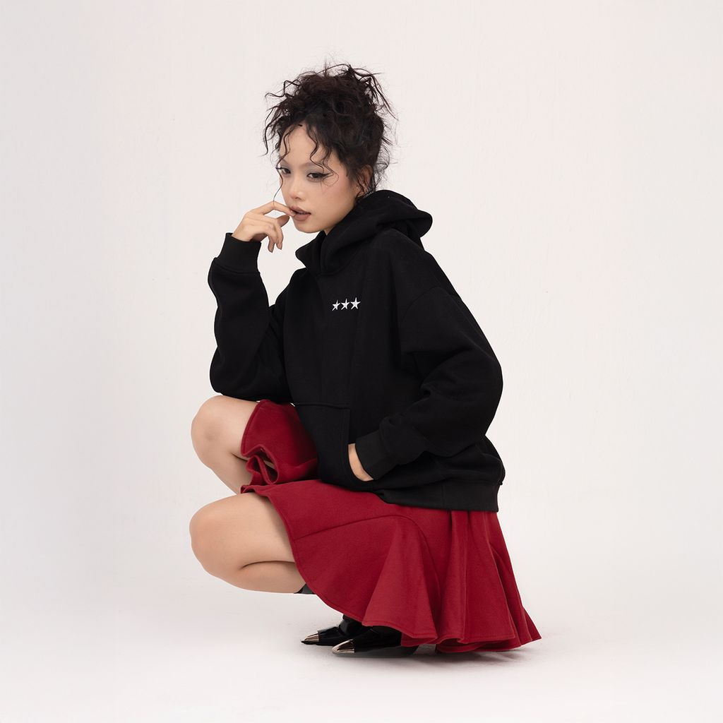 Áo Hoodie Unisex Form Oversize - Đen