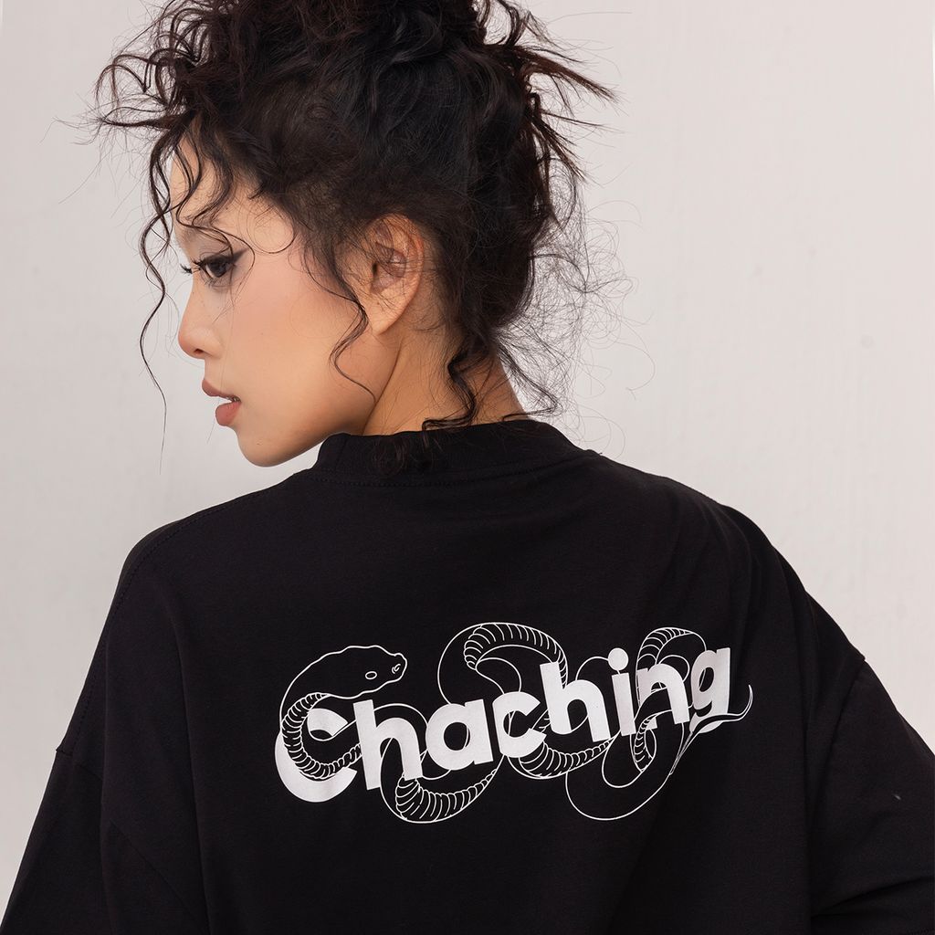 Áo Rắn Boxy In Logo Unisex - Đen