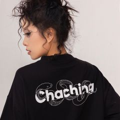 Áo Rắn Boxy In Logo Unisex - Đen