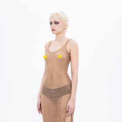 CHACHING MESH DRESS – Brown