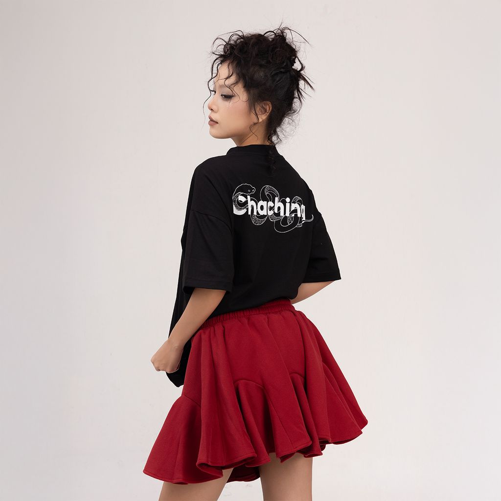 Áo Rắn Boxy In Logo Unisex - Đen