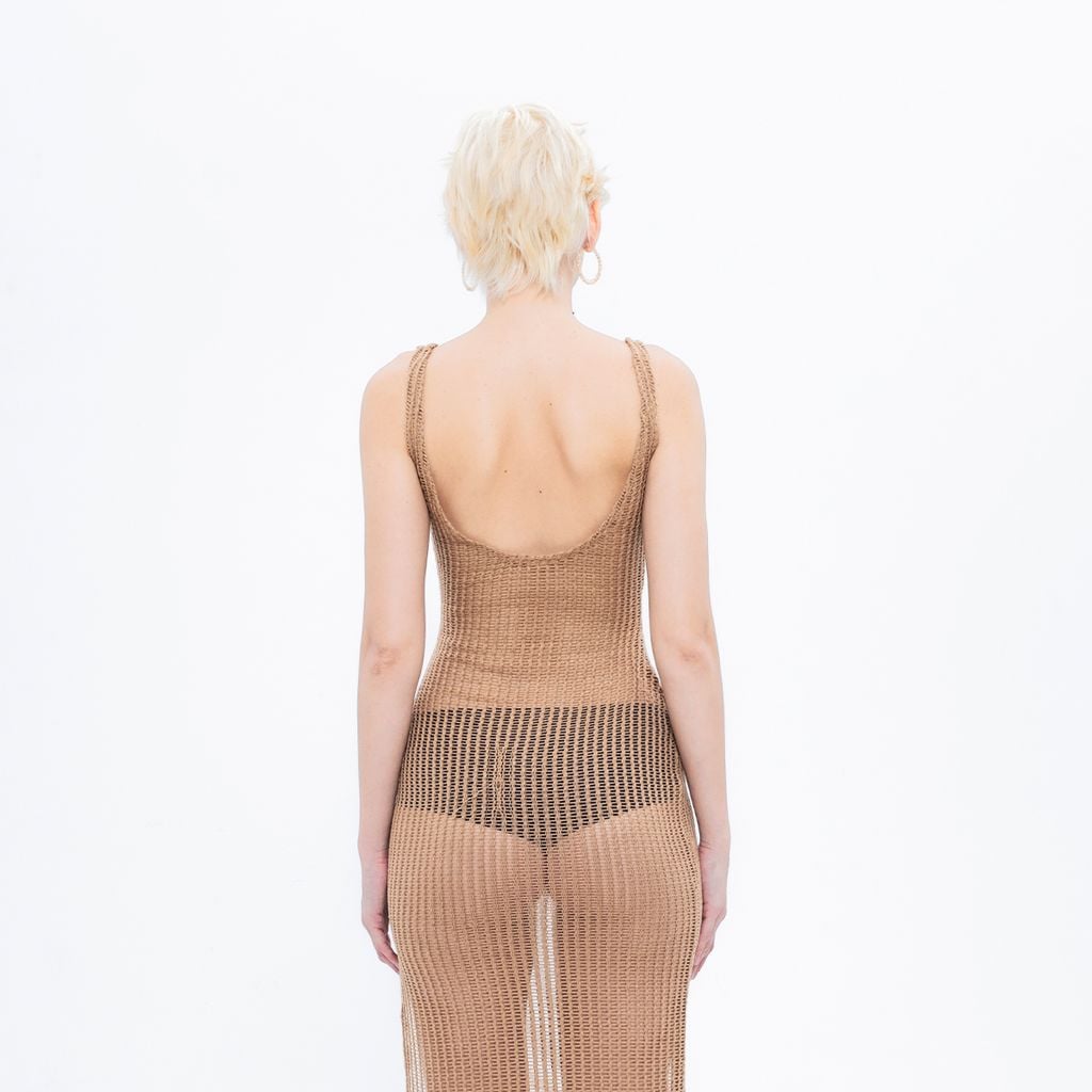 CHACHING MESH DRESS – Brown