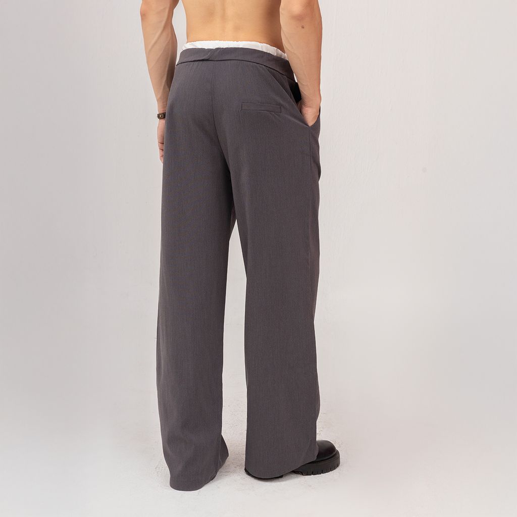 Quần Vải Tây Ống Rộng Unisex - Đen