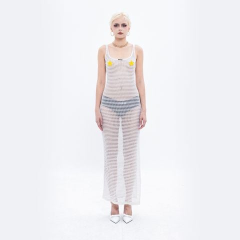 CHACHING MESH DRESS – CREAM WHITE