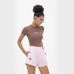 QUẦN SHORT NỈ THÊU LOGO - HỒNG