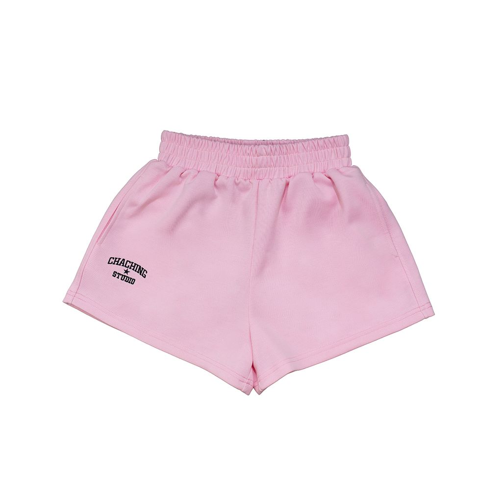 QUẦN SHORT NỈ THÊU LOGO - HỒNG