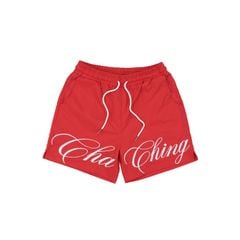 Quần Short Vải Dù Logo Thêu Unisex - Đỏ