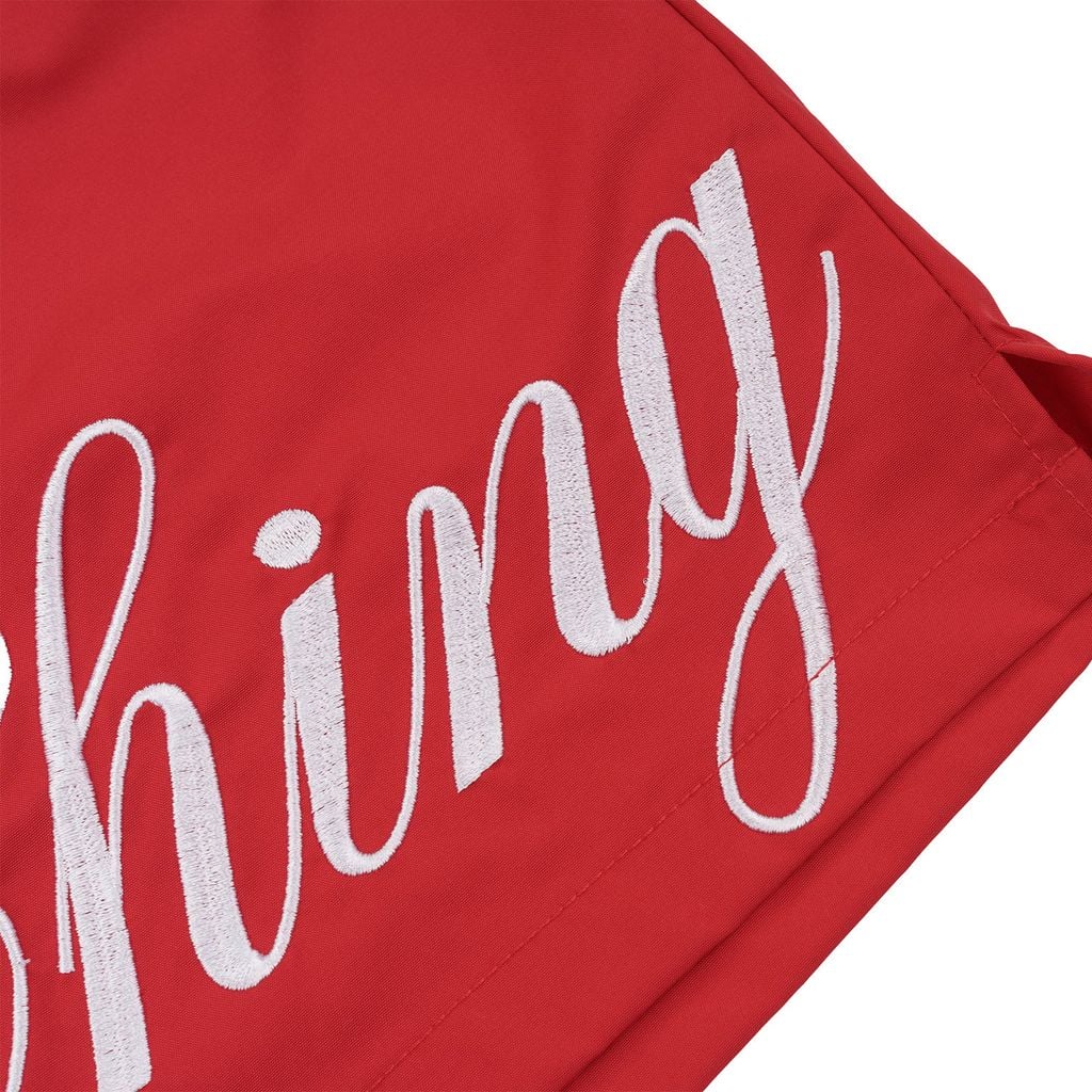 Quần Short Vải Dù Logo Thêu Unisex - Đỏ