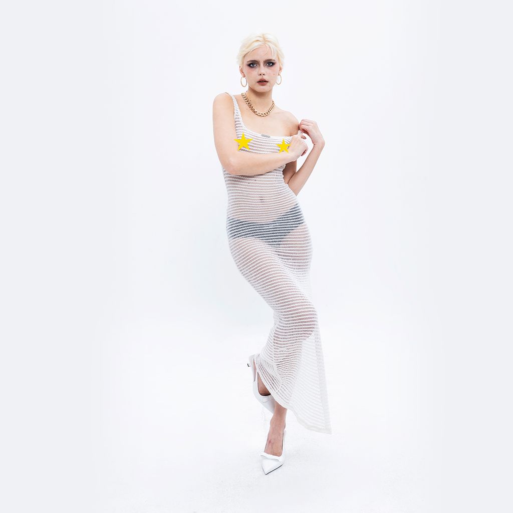  CHACHING MESH DRESS – CREAM WHITE 