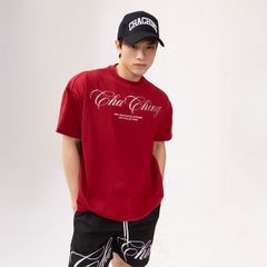 Áo Thun Unisex Form Boxy In Nhũ - Đỏ