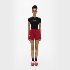 QUẦN SHORT NỈ THÊU LOGO - ĐỎ RƯỢU