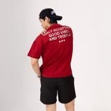  Áo Thun Unisex Form Boxy In Nhũ - Đỏ 