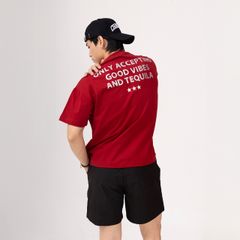 Áo Thun Unisex Form Boxy In Nhũ - Đỏ