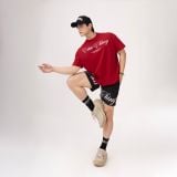  Áo Thun Unisex Form Boxy In Nhũ - Đỏ 