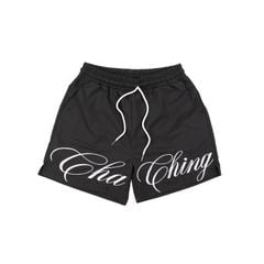 Quần Short Vải Dù Logo Thêu Unisex - Đen