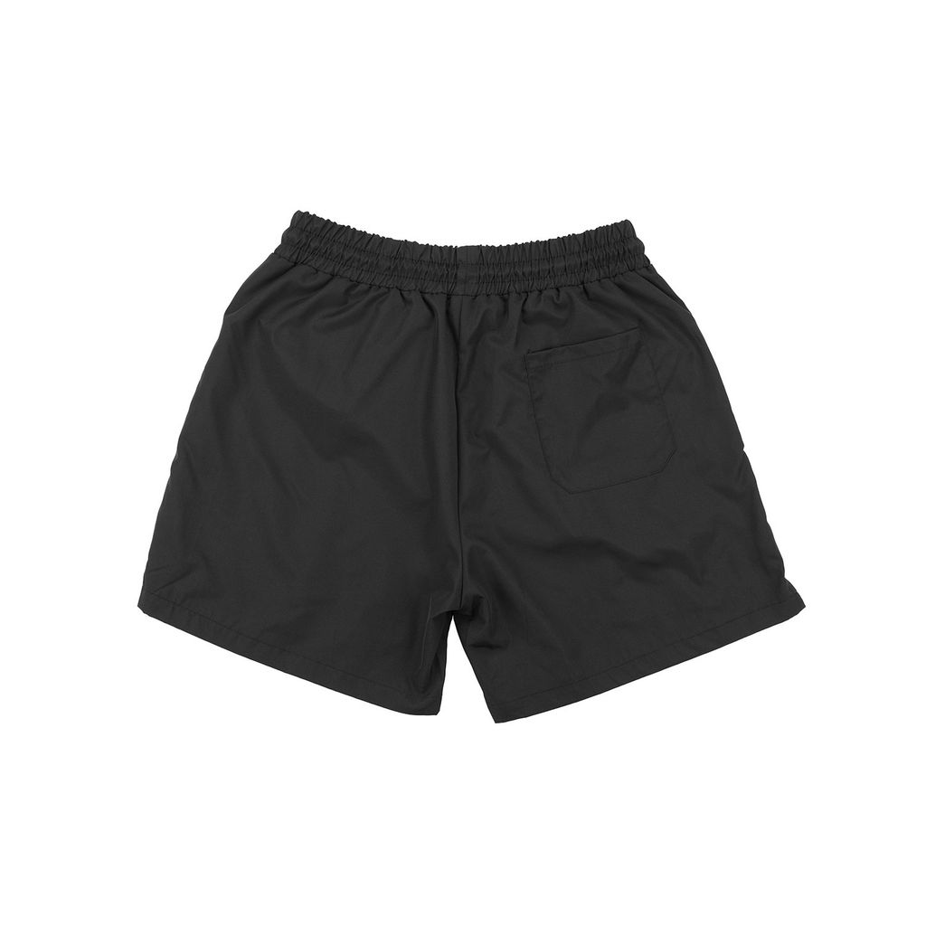 Quần Short Vải Dù Logo Thêu Unisex - Đen