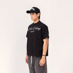 Áo Thun Unisex Form Boxy In Nhũ - Đen