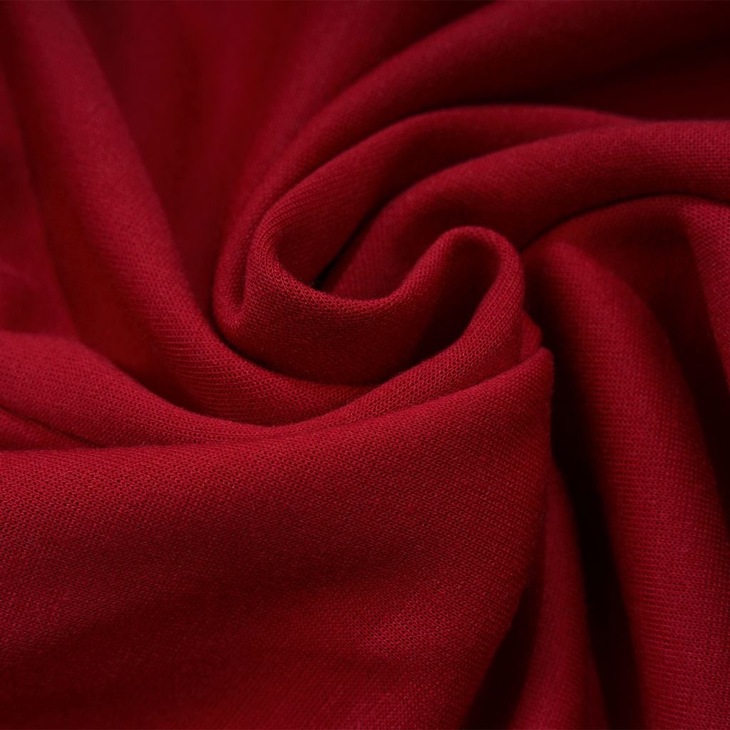 QUẦN SHORT NỈ THÊU LOGO - ĐỎ RƯỢU