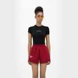  QUẦN SHORT NỈ THÊU LOGO - ĐỎ RƯỢU 