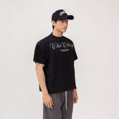 Áo Thun Unisex Form Boxy In Nhũ - Đen