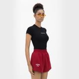  QUẦN SHORT NỈ THÊU LOGO - ĐỎ RƯỢU 