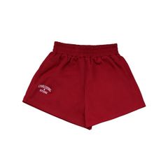 QUẦN SHORT NỈ THÊU LOGO - ĐỎ RƯỢU