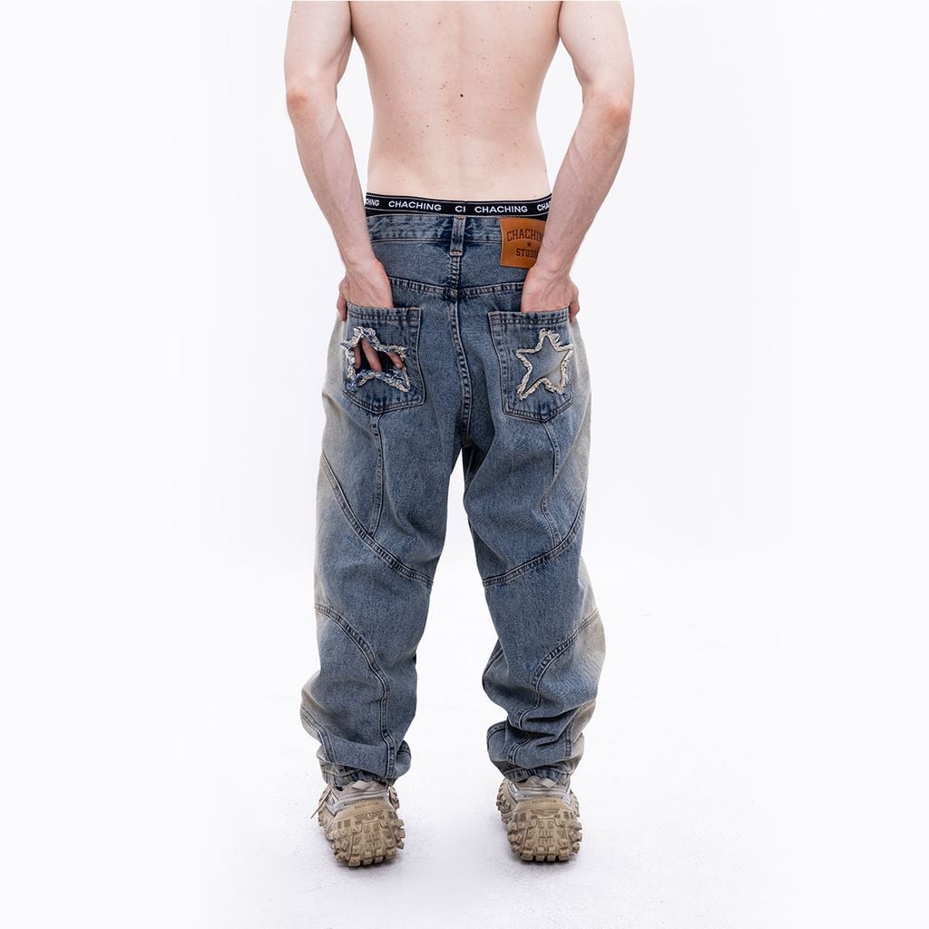 CHACHING STAR-WASHED JEANS