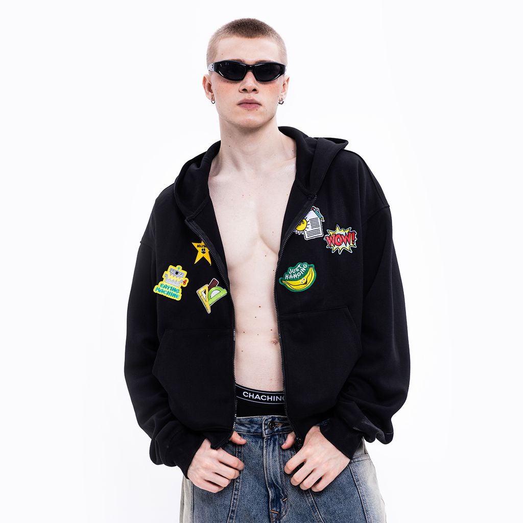 CHACHING HOODIE ZIP - ĐEN