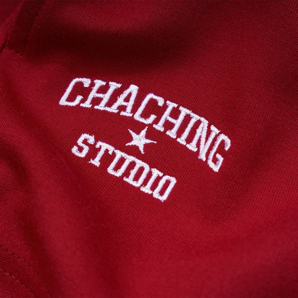 QUẦN SHORT NỈ THÊU LOGO - ĐỎ RƯỢU