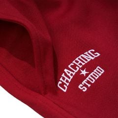 QUẦN SHORT NỈ THÊU LOGO - ĐỎ RƯỢU
