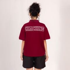 Áo Polo Form Boxy Logo Thêu Unisex - Đỏ