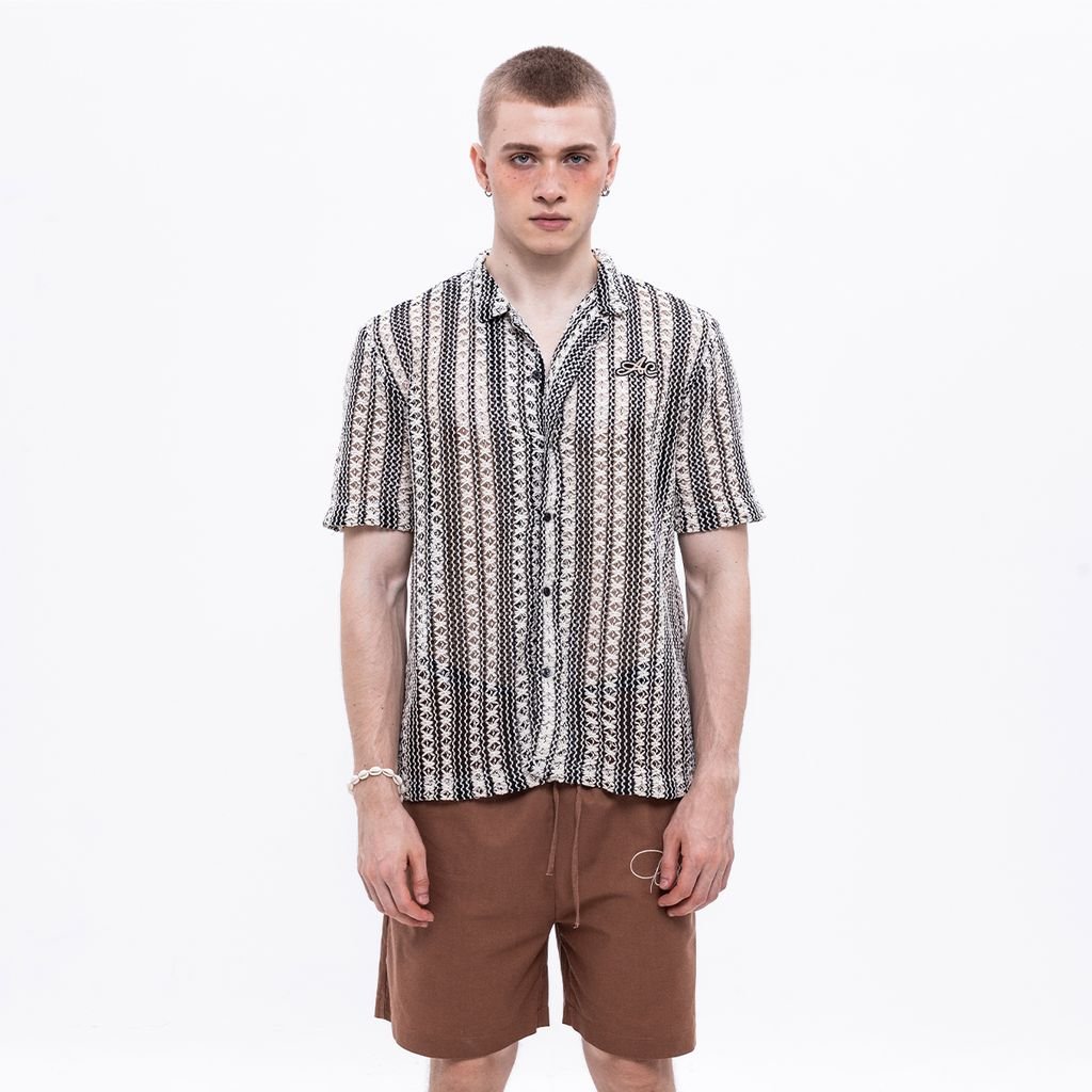  CHACHING GEOMETRIC SHIRT – Black & White Stripe 