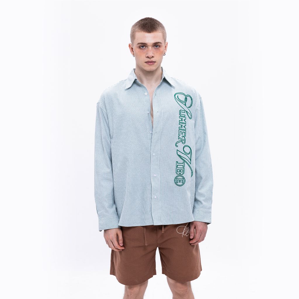  CHACHING STRIPED SHIRT – GREEN STRIPE 