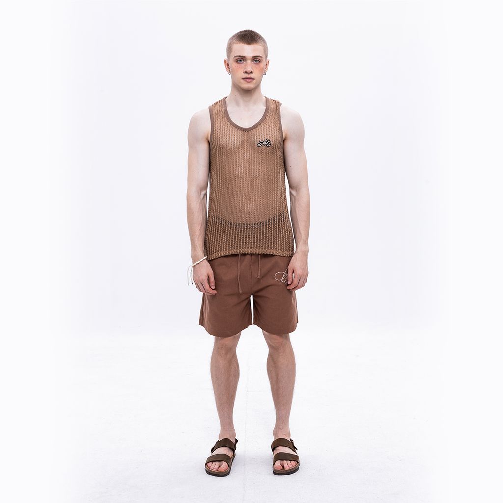CHACHING MESH TANK TOP – BROWN