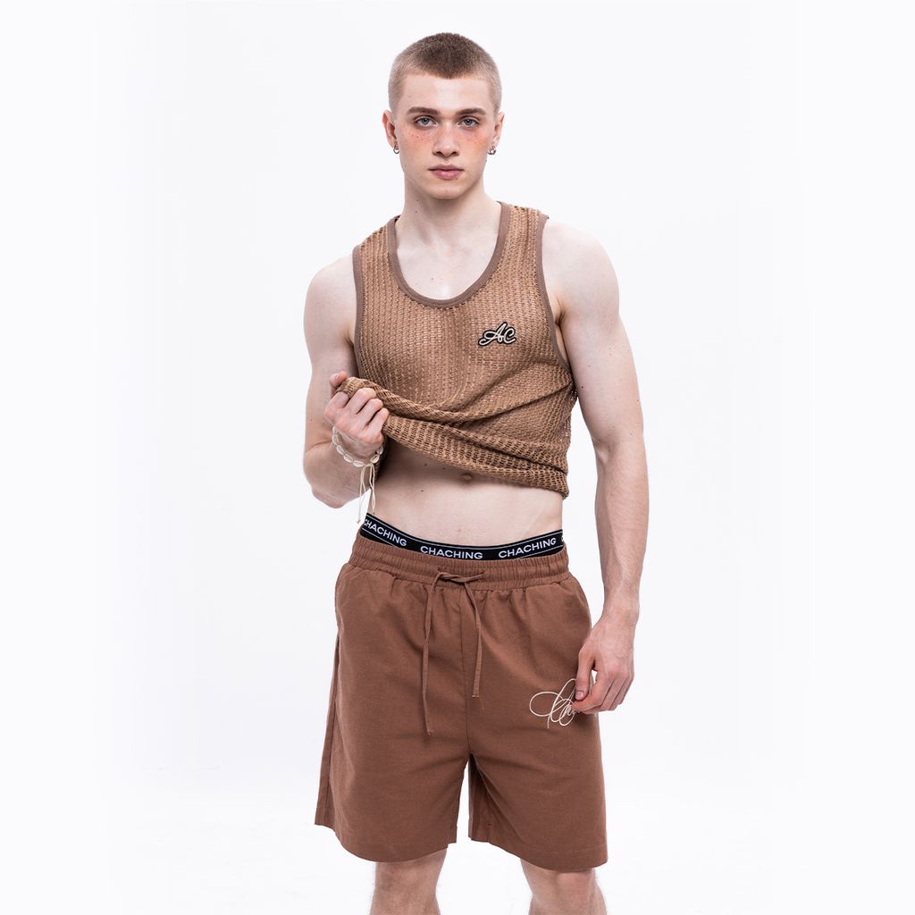 CHACHING MESH TANK TOP – BROWN