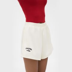 QUẦN SHORT NỈ THÊU LOGO - VÀNG KEM