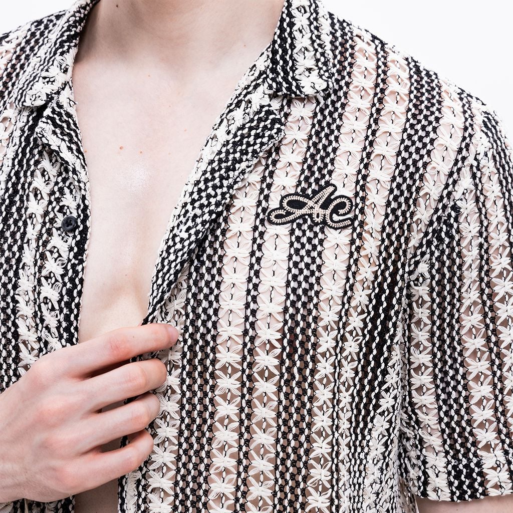 CHACHING GEOMETRIC SHIRT – Black & White Stripe