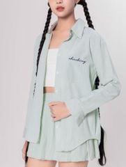 Set Sơmi Và Chân Váy Xếp Ly - Xanh Lá