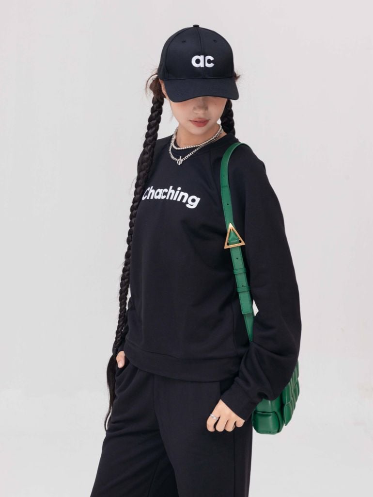 Set Đồ Nỉ Dài Tay và Quần Dài - Đen