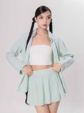 Set Sơmi Và Chân Váy Xếp Ly - Xanh Lá 