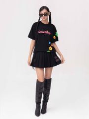 Chân Váy Xếp Ly Dáng Xoè Ngắn - Đen