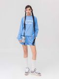  Set Đồ Nỉ Dài Tay và Quần Short - Xanh 
