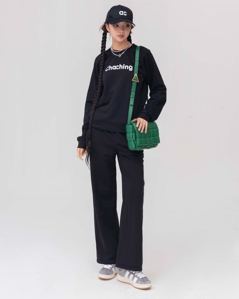 Set Đồ Nỉ Dài Tay và Quần Dài - Đen