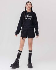 Set Đồ Nỉ Dài Tay và Quần Short - Đen