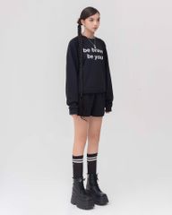 Set Đồ Nỉ Dài Tay và Quần Short - Đen